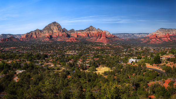 Sedonas Splendor: Cityscape Amongst Towering Peaks Print