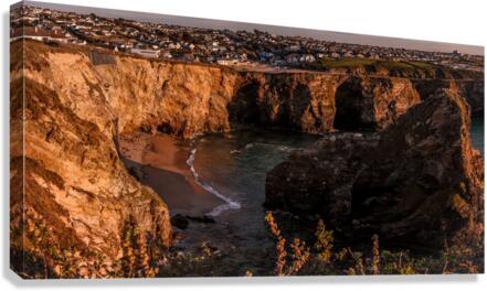 Golden Hour Serenity: A Tranquil Evening at a secret Newquay Beach Canvas Print