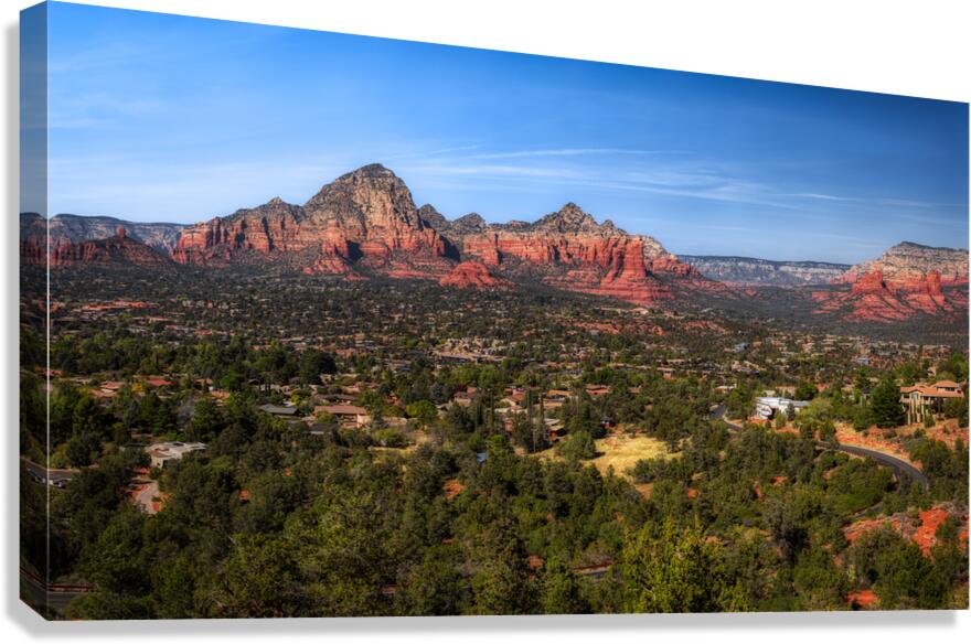 Sedonas Splendor: Cityscape Amongst Towering Peaks Canvas Print