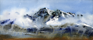 Mountain peaks in the clouds
