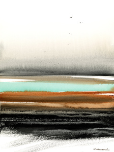Turquoise watercolor landscape 7