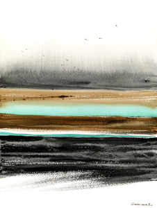 Turquoise watercolor landscape 6