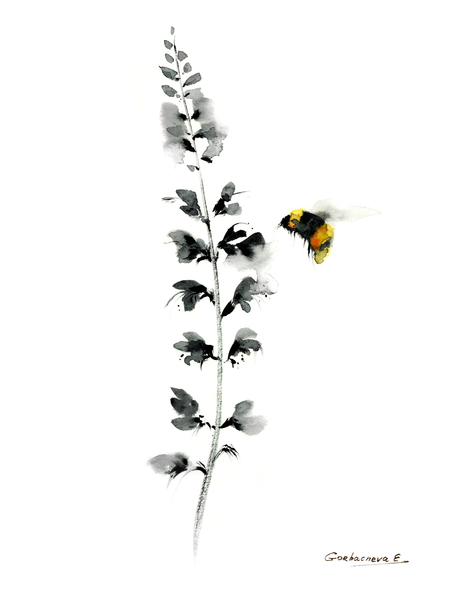 Flower and bumblebee  Print