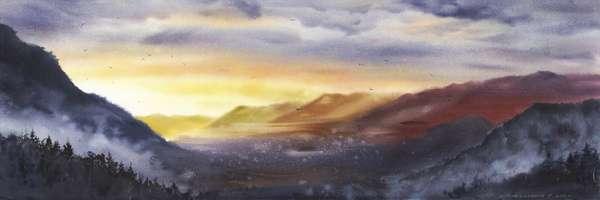 Sunset in the mountains Print