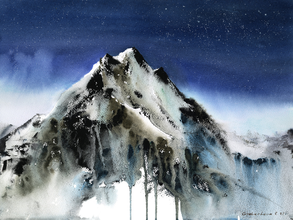 Watercolor mountains 2 Print