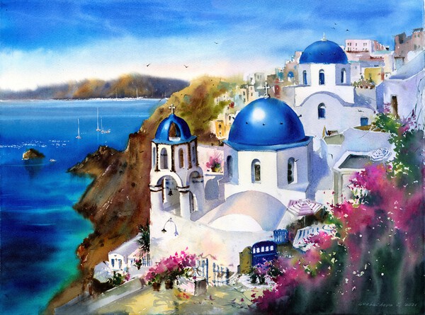 Santorini island Greece Imprimer