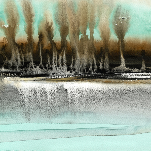 Turquoise watercolor landscape 5 Print