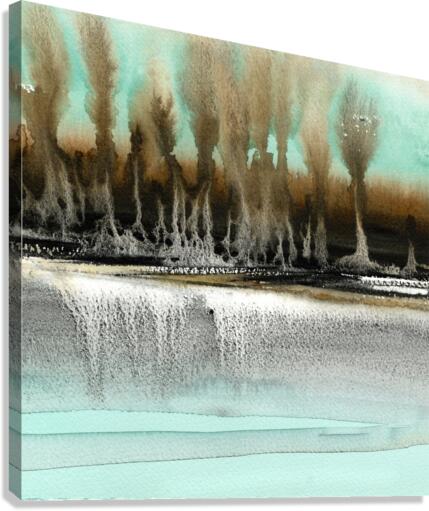 Turquoise watercolor landscape 5 Canvas Print