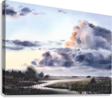 Field and river  Canvas Print