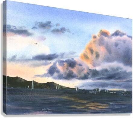 Sea and pink clouds Canvas Print