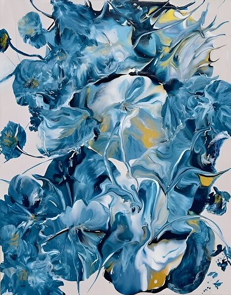 Abstract Blue Flowers  kim by Kim Ackerman