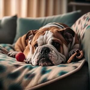 Loyal companion: An elderly Bulldog resting its head