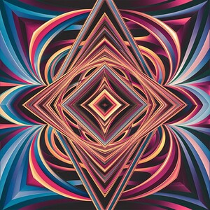 a stunning abstract artwork featuring a mesmerizi . Abstract geometric patterns with vibrant colors