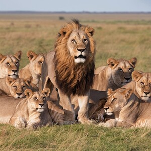 廃盤　PRIDE OF LIONS　2枚セット　送料無料 Majestic Lion and Pride in the African Savanna by badryano Wall Art