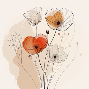 Delicate Traces Minimalist Line Art Flowers