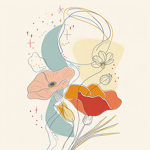 Whimsical Boho Blossoms in Minimalist Dots