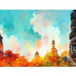 Ancient Temples Watercolor | Visual Sketches