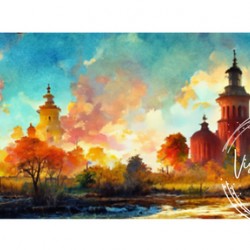 Ancient Temples Watercolor | Visual Sketches