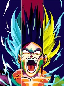 Anime Japanese Dragonball in special super saiyan in wpap pop art