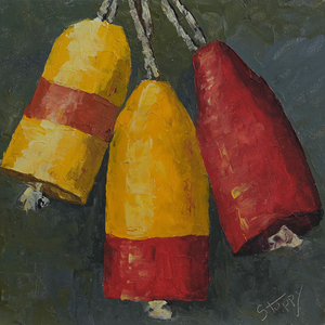 Red and Yellow Lobster Buoys