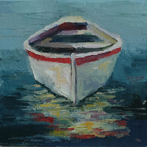 White Rowboat and Reflection