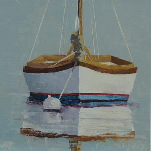 White Sailboat at Anchor