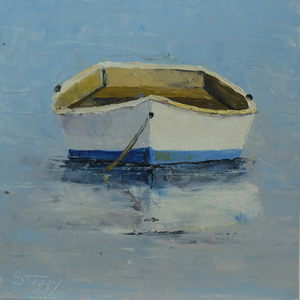 White and Blue Rowboat