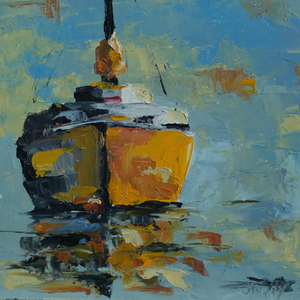 Yellow Sailboat at Anchor
