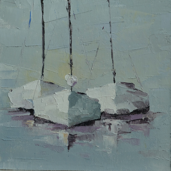 3 Small White Sailboats  Print