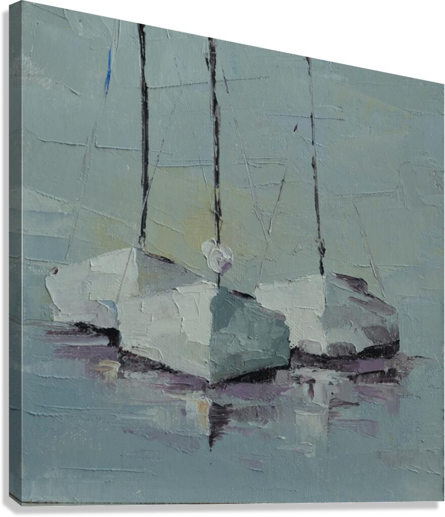 3 Small White Sailboats  Canvas Print