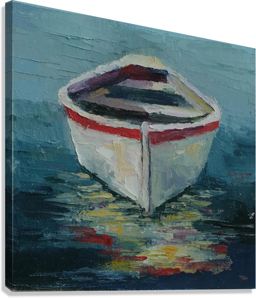 White Rowboat and Reflection  Canvas Print
