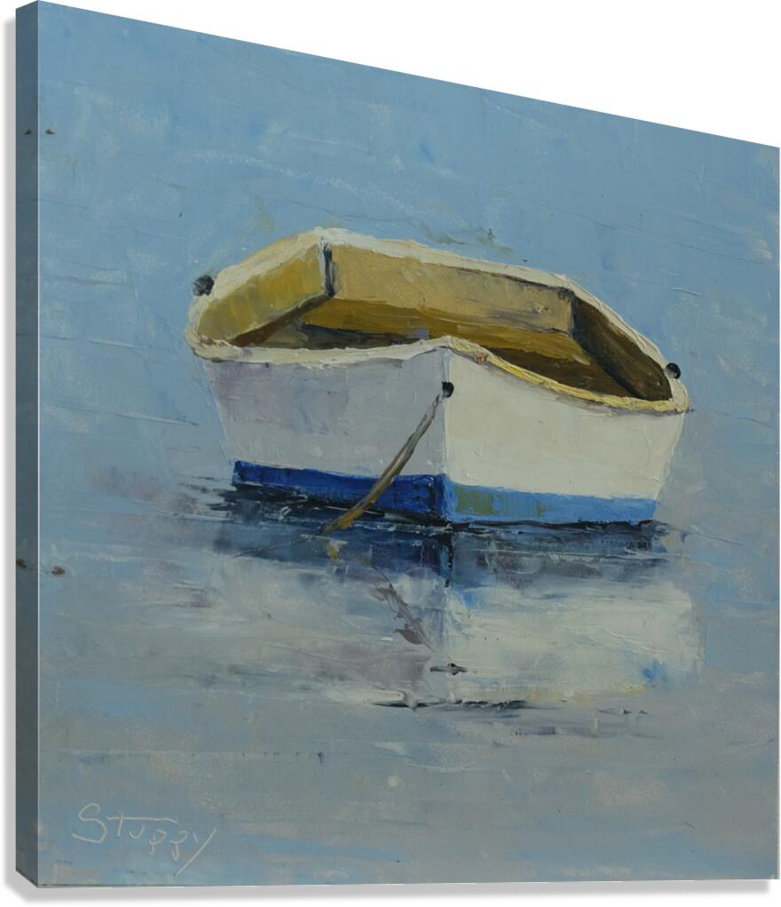White and Blue Rowboat  Canvas Print