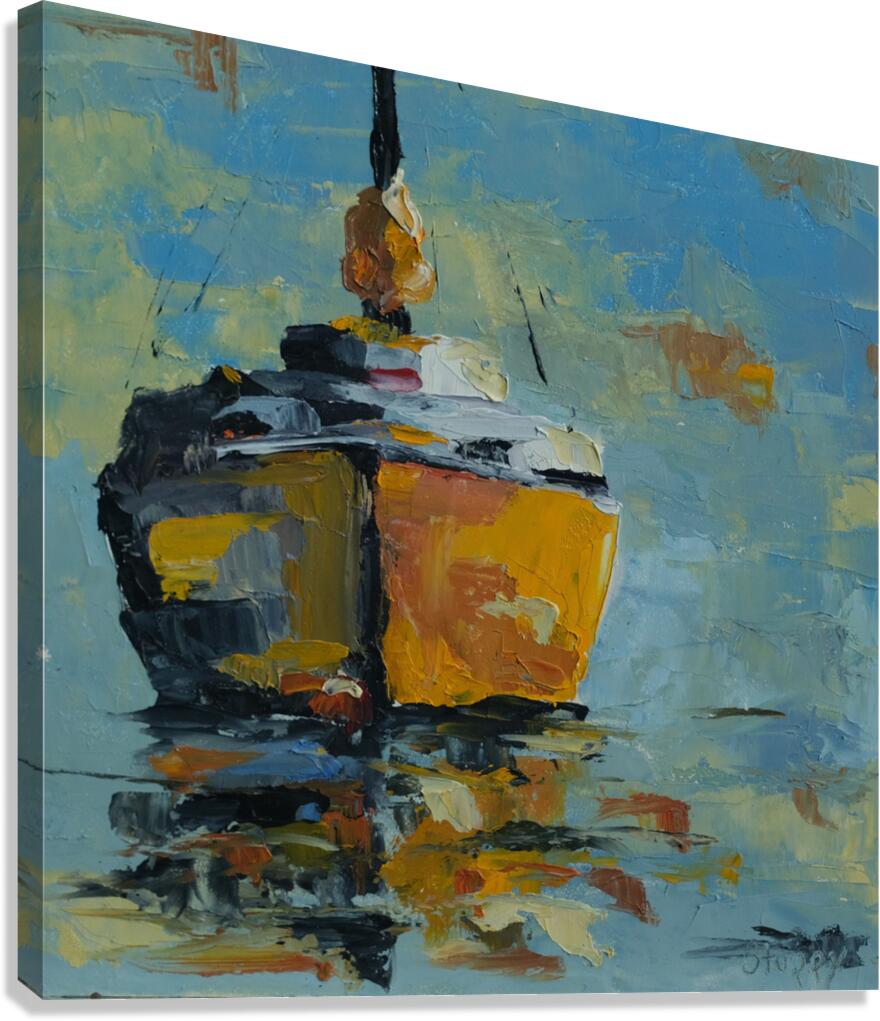 Yellow Sailboat at Anchor  Canvas Print