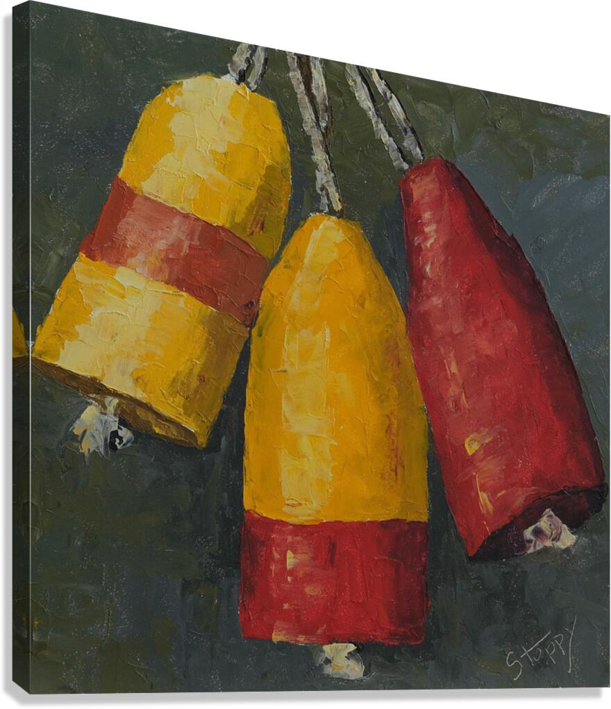 Red and Yellow Lobster Buoys  Canvas Print