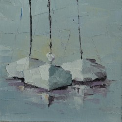 3 Small White Sailboats