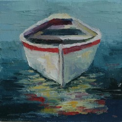 White Rowboat and Reflection