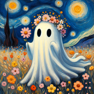 Starry Night Ghost – Whimsical & Surreal Fine Art