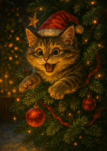 Mischievous Christmas Kitten