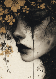Lady of Sorrow – Golden Ink Portrait