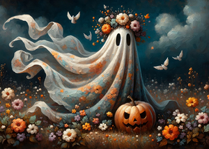 Enchanted Ghost – Whimsical Halloween Artwork 