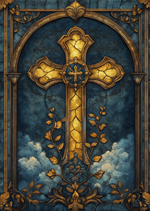 Stained Glass Cross – Sacred & Gothic Fine Art Print