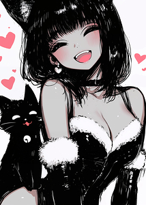 Smiling Cat Girl – Cute Kawaii Anime Illustration