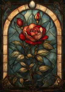 Stained Glass Red Rose