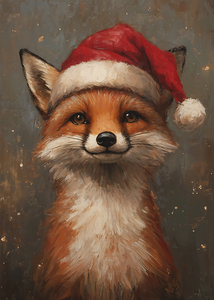 Festive Fox in Santa Hat