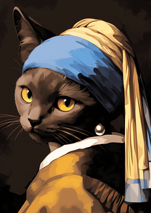  Black Cat with Pearl Earring