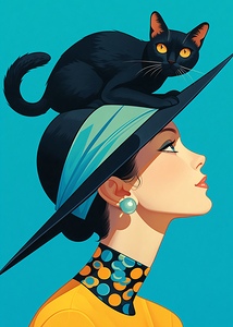 Retro Allure: The Lady and the Cat