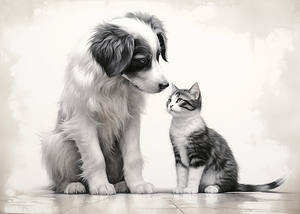 Cute Border Collie & Kitten Friendship
