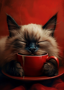 Mocha Meows: Feline with a Coffee Cup