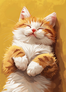 Ginger Cat Dreams Contemporary Vector Art