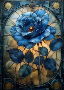 Sapphire Bloom Stained Glass Blue Rose